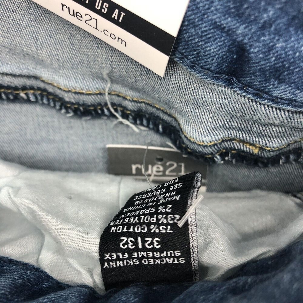 New Mens Rue21 Jean Size 32/36 (32/32) Premium Stacked Skinny Patch Distressed - Picture 7 of 12
